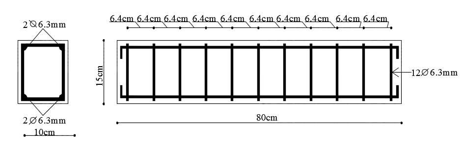 Details of the reinforcement of
the beams.