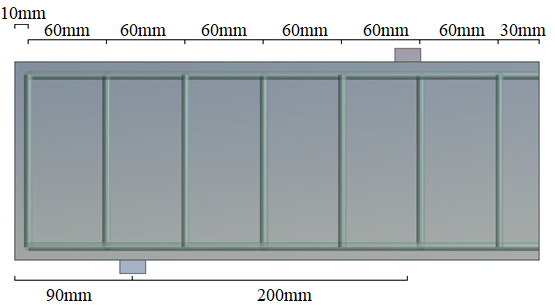 Modeling of the transversal
reinforcement (stirrups) of beam E1.