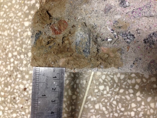 Example of the chlorides penetrated depth in the fractured sample