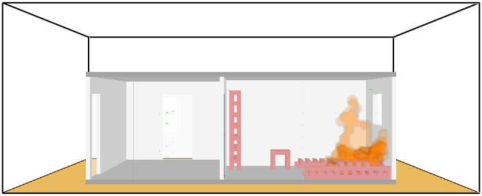 FDS computational simulation
- Fire propagation.